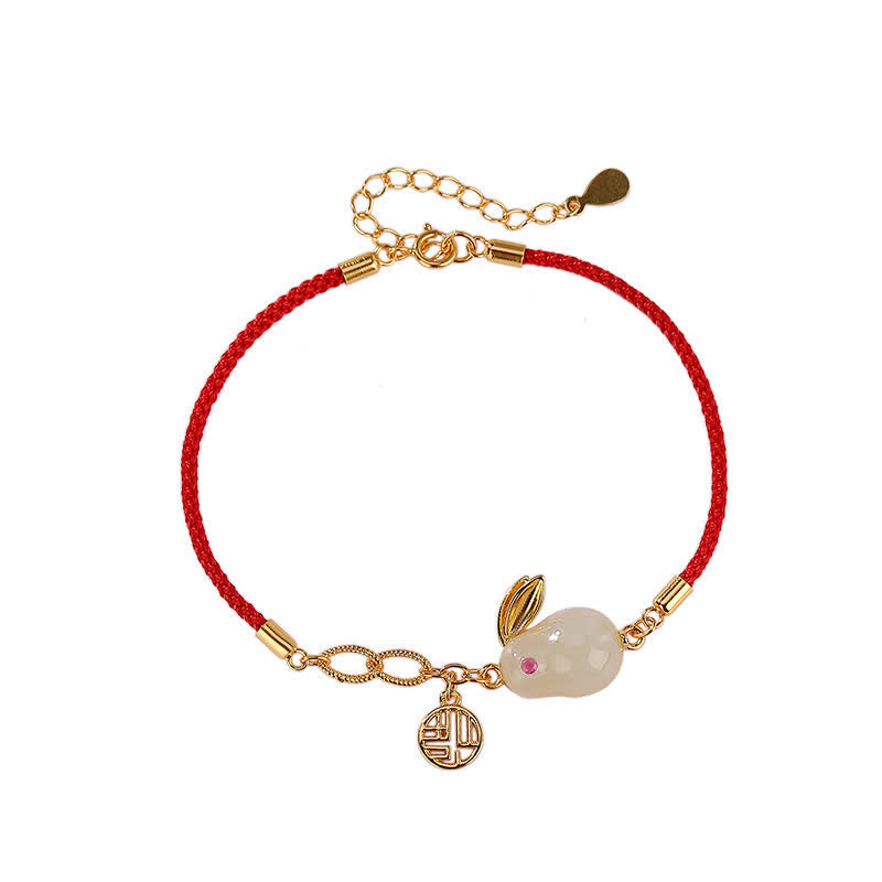 Hetian White Jade Luck & Blessing Bracelet 17cm+5cm