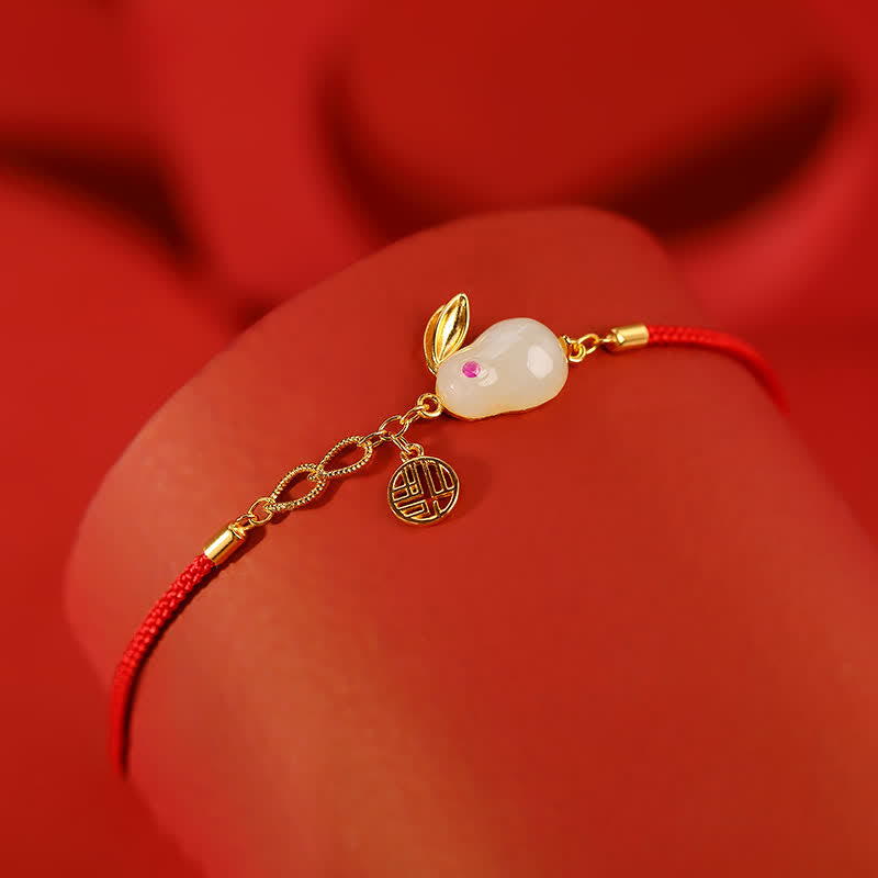 Hetian White Jade Luck & Blessing Bracelet 17cm+5cm