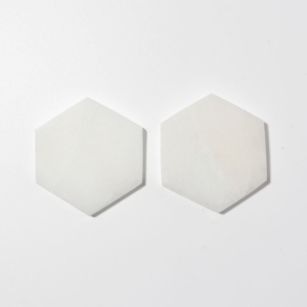 Hexagon Selenite Charging Plate 3.17 Inch Raw Crystal