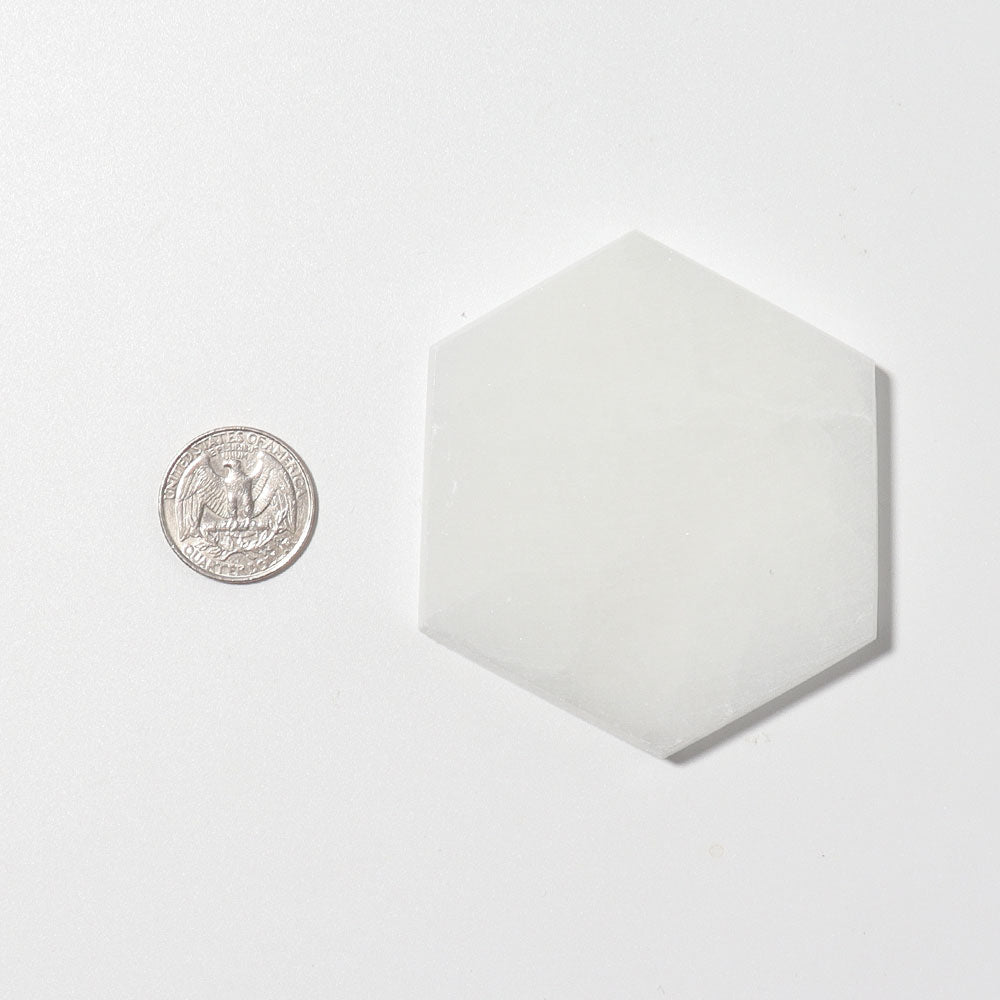 Hexagon Selenite Charging Plate 3.17 Inch Raw Crystal