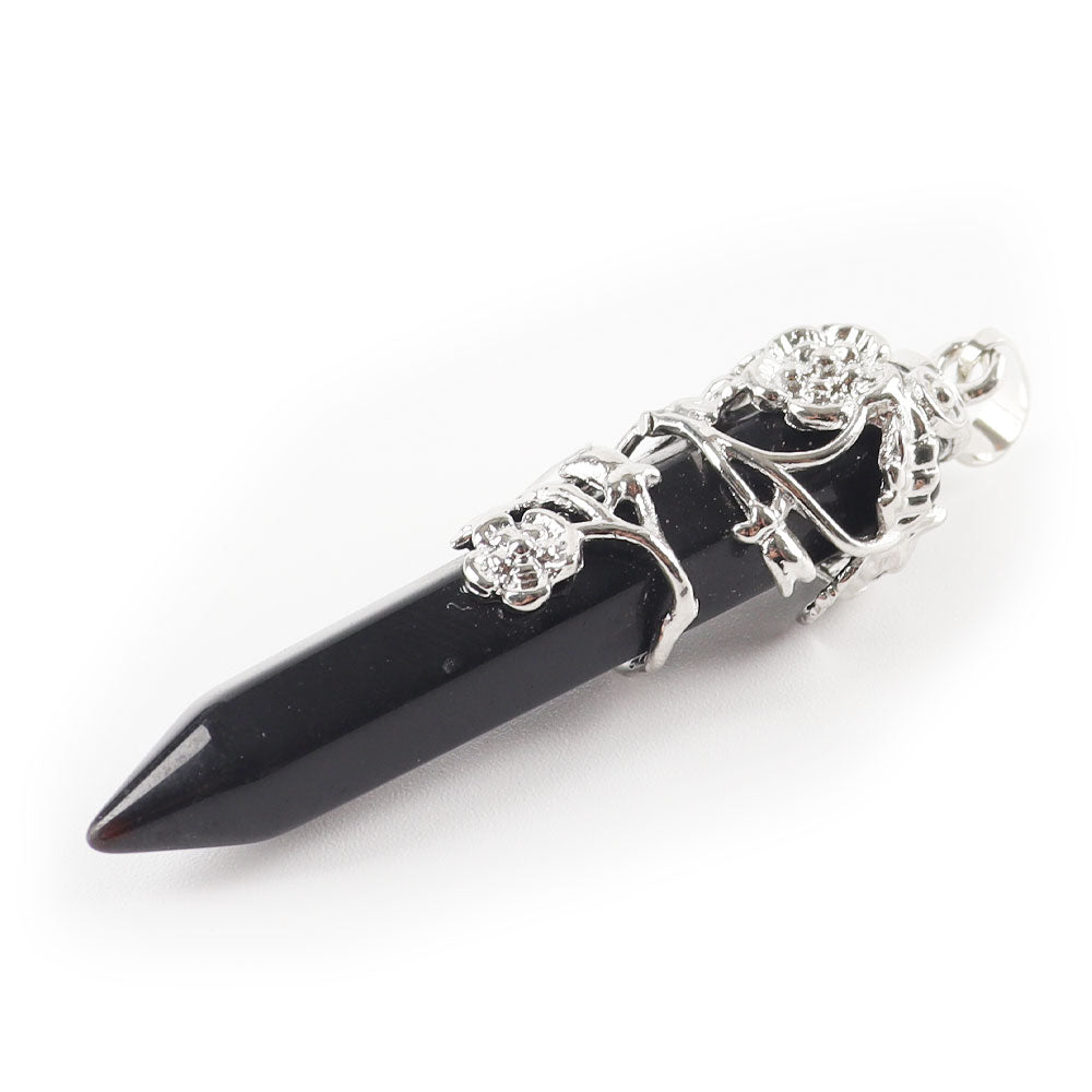 Hexagonal Rose Quartz Wire Wrapped Crystal Pendant