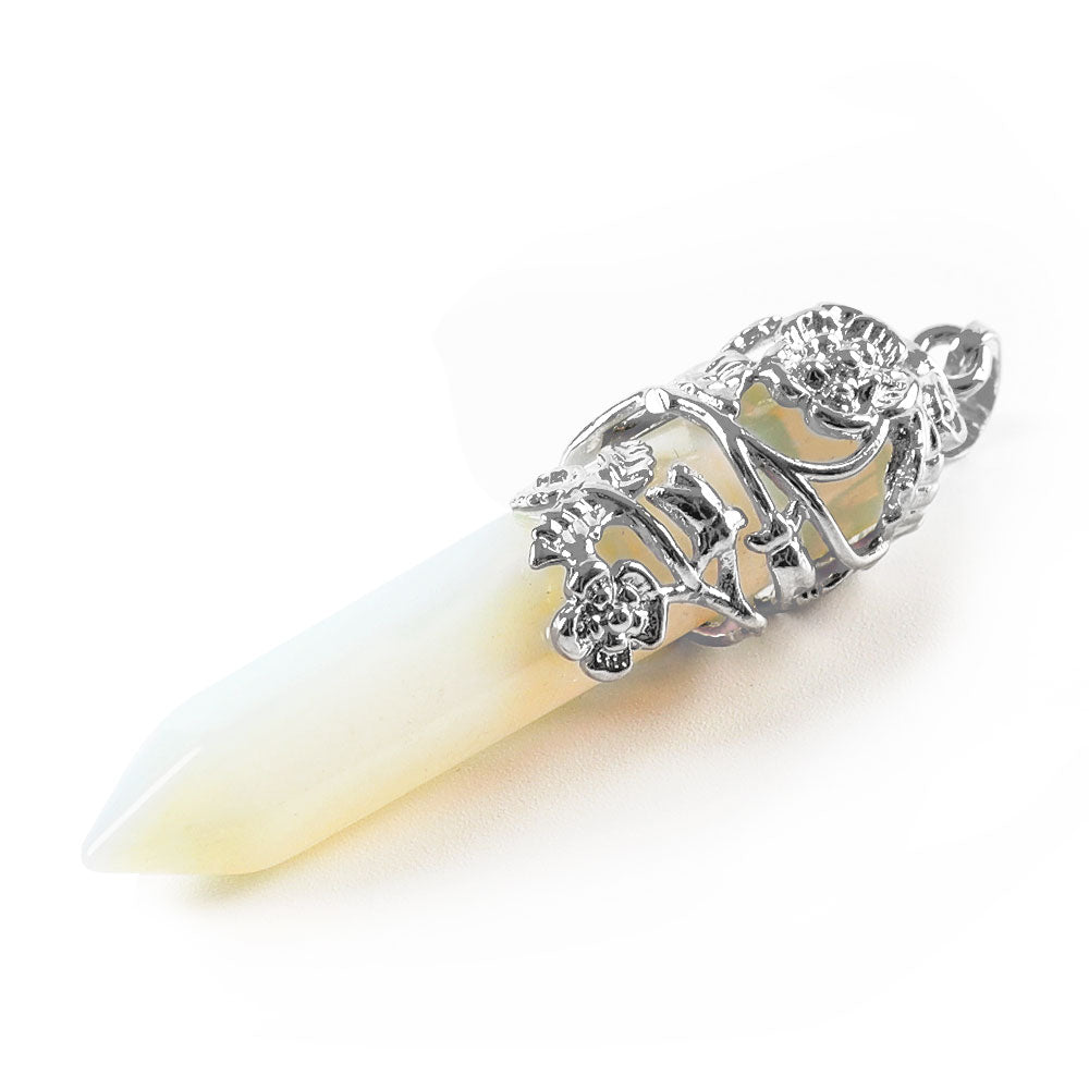 Hexagonal Rose Quartz Wire Wrapped Crystal Pendant