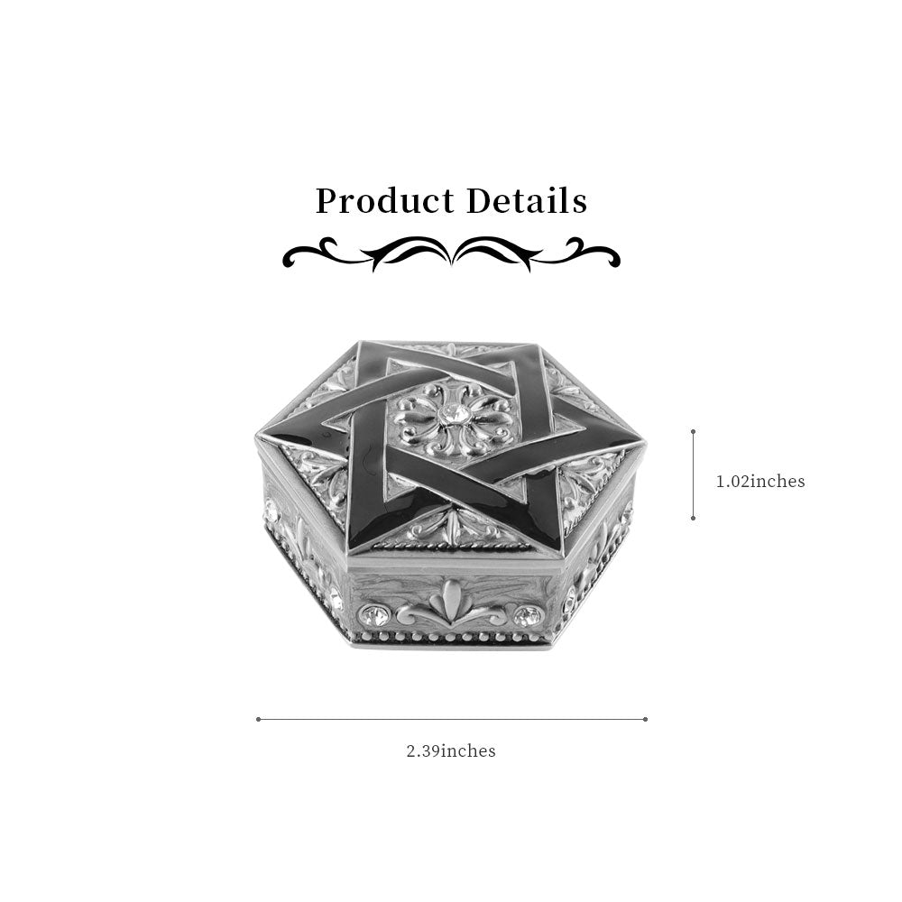 Hexagonal Vintage Jewelry Box With Teal Enamel Finish