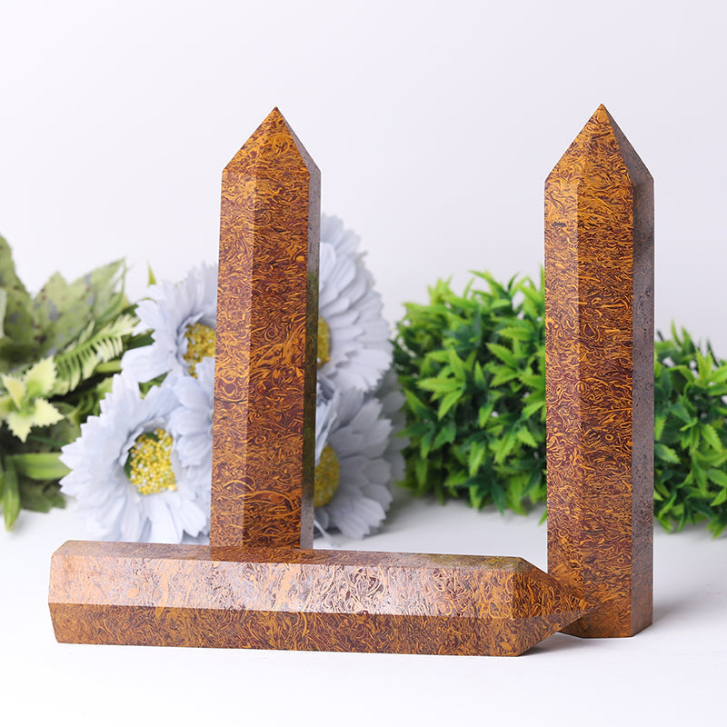 High Quality Calligraphy Jasper Healing Crystal Tower 7.5"