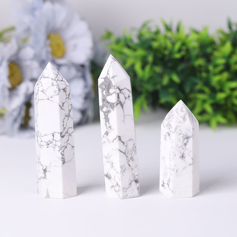Howlite Crystal Tower 2.4-4.5 inch Healing Point