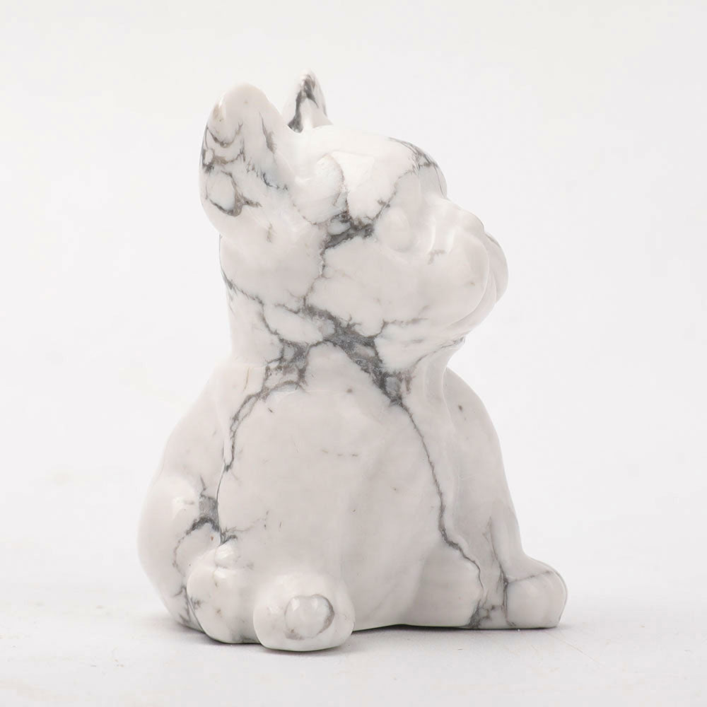 Howlite Dog Carving 2.4 Inch Crystal Animal Figurine
