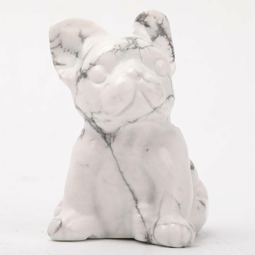 Howlite Dog Carving 2.4 Inch Crystal Animal Figurine