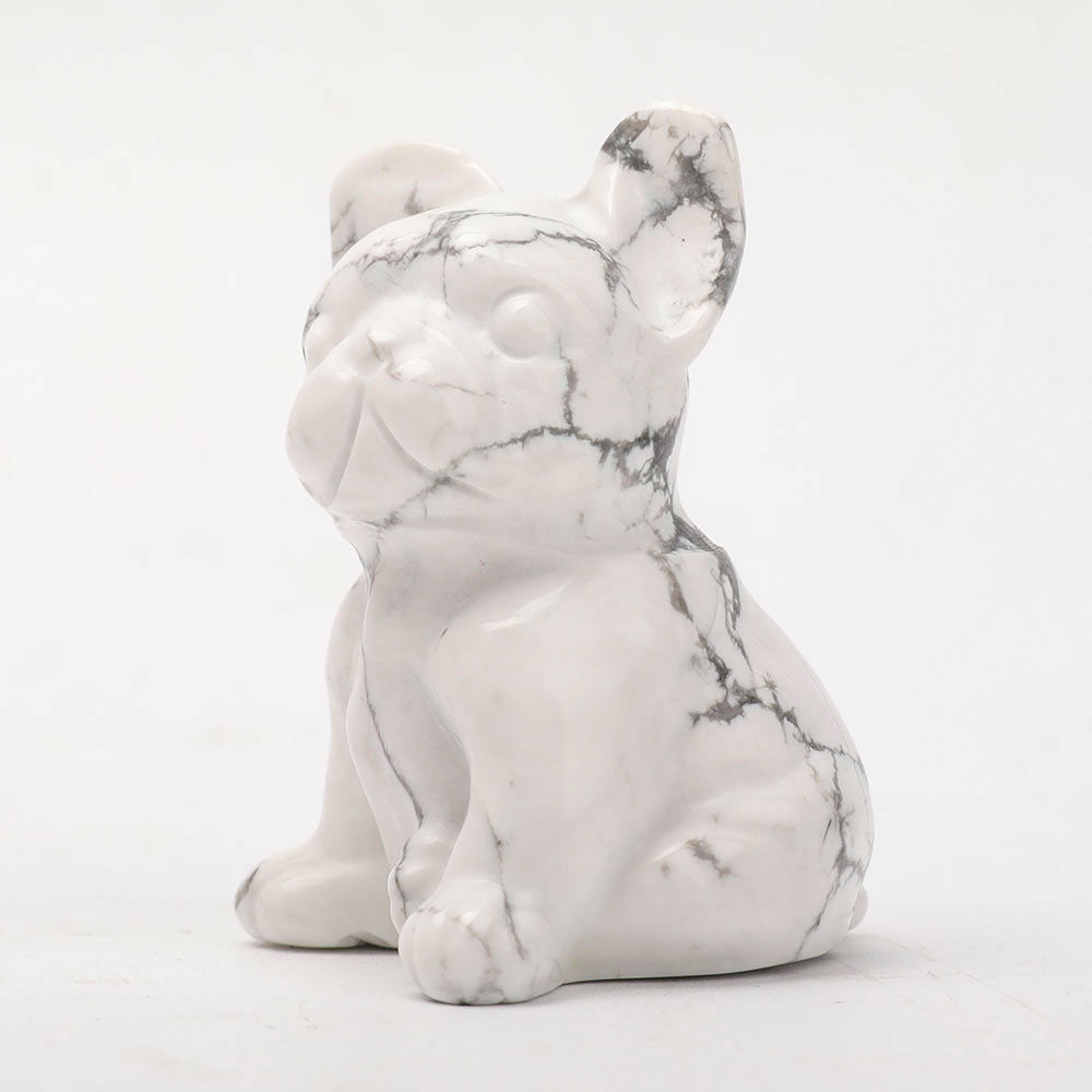 Howlite Dog Carving 2.4 Inch Crystal Animal Figurine