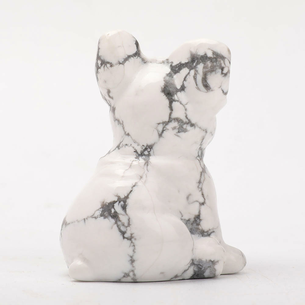 Howlite Dog Carving 2.4 Inch Crystal Animal Figurine