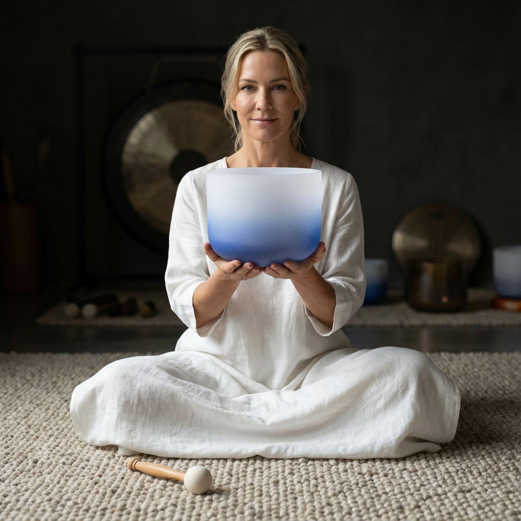 Indigo Aria Gradient A Note Crystal Singing Bowl