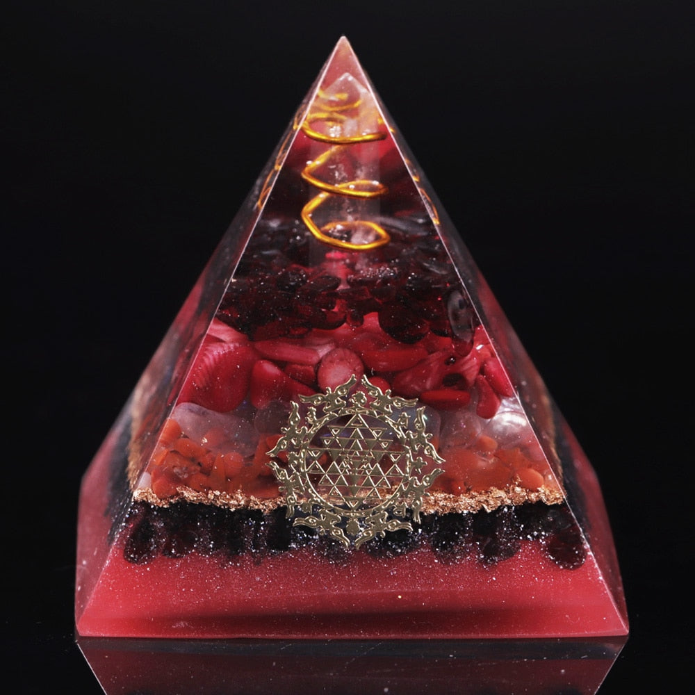 Infinite Creation Garnet Orgonite Pyramid