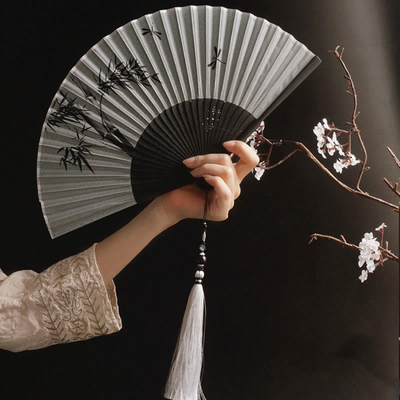 Ink Bamboo Chinese Folding Fan 21cm | Calmness & Elegance