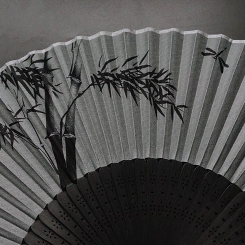 Ink Bamboo Chinese Folding Fan 21cm | Calmness & Elegance