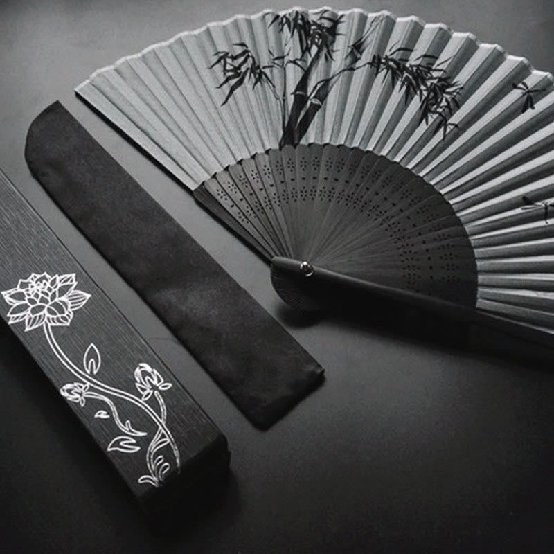 Ink Bamboo Chinese Folding Fan 21cm | Calmness & Elegance
