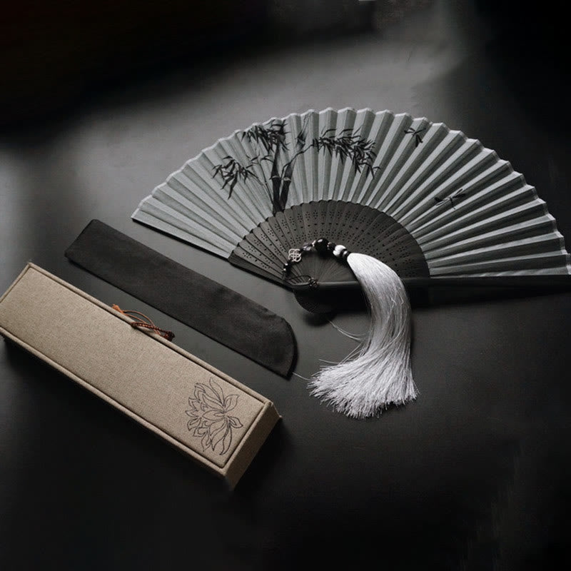 Ink Bamboo Chinese Folding Fan 21cm | Calmness & Elegance