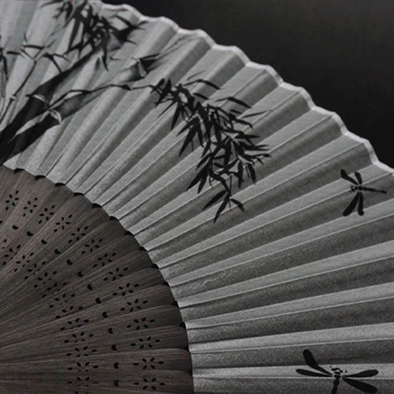 Ink Bamboo Chinese Folding Fan 21cm | Calmness & Elegance