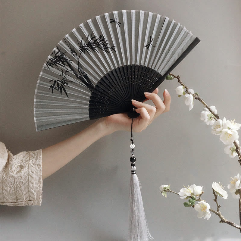 Ink Bamboo Chinese Folding Fan 21cm | Calmness & Elegance