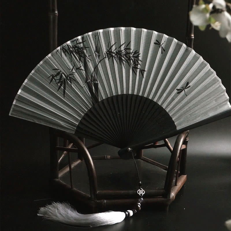 Ink Bamboo Chinese Folding Fan 21cm | Calmness & Elegance