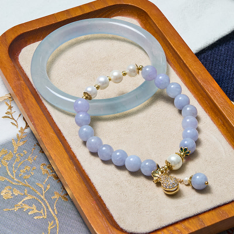 Inner Peace Jade & Aquamarine Bracelet Bangle Bundle 56-57mm