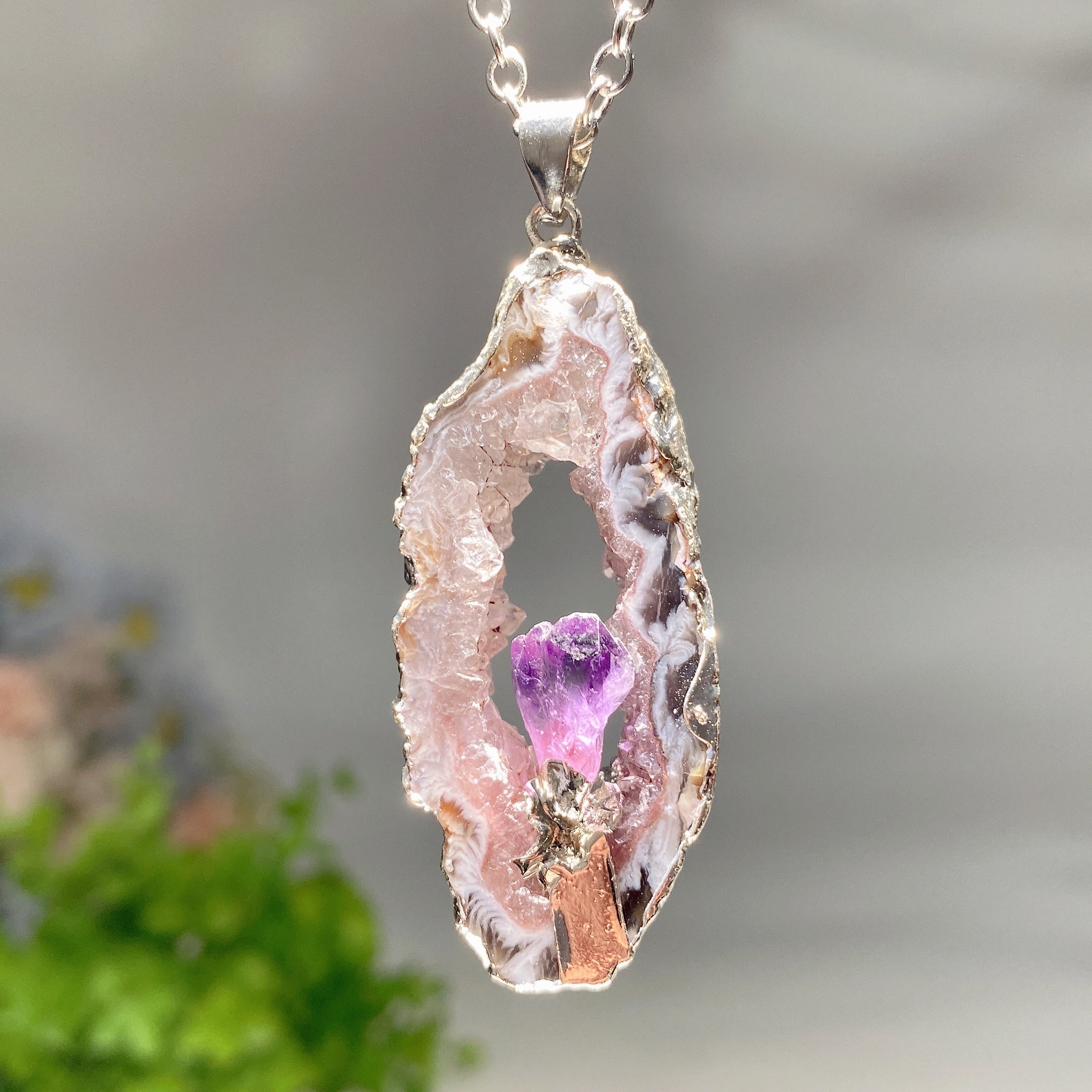 Irregular Druzy Amethyst Pendant 1.5-2 inch Crystal Healing