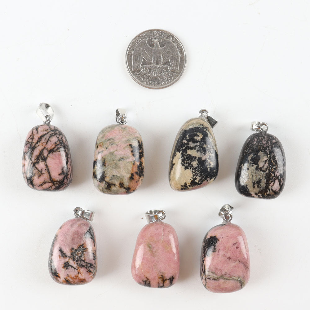 Irregular Rhodonite Healing Stone Pendant 0.80-1.10 inch