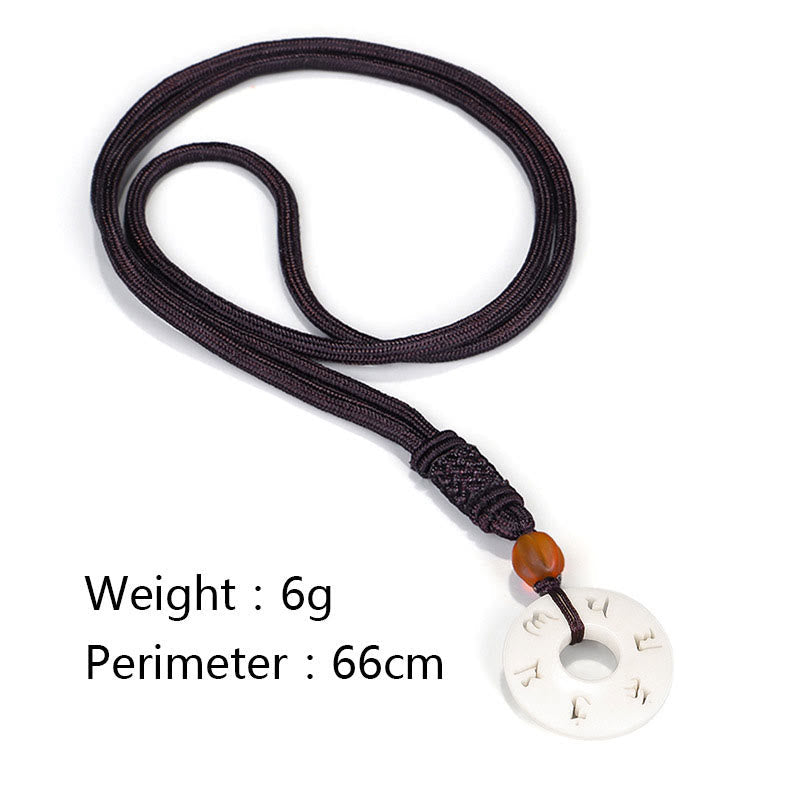 Ivory Fruit Om Mani Padme Hum Protection Necklace 66cm