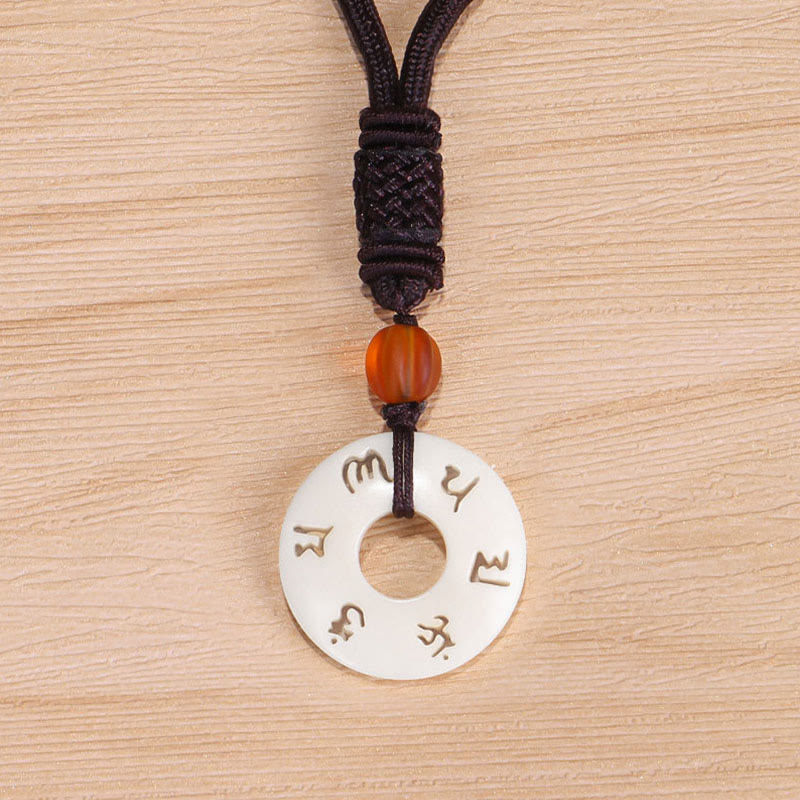 Ivory Fruit Om Mani Padme Hum Protection Necklace 66cm