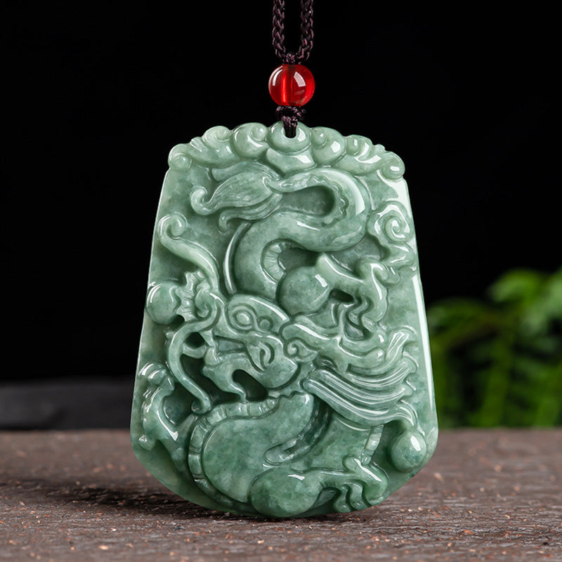 Jade Dragon Strength Necklace 50cm Pendant for Protection