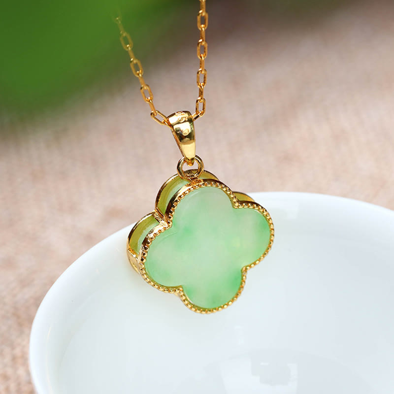Jade Four Leaf Clover Luck Necklace Pendant