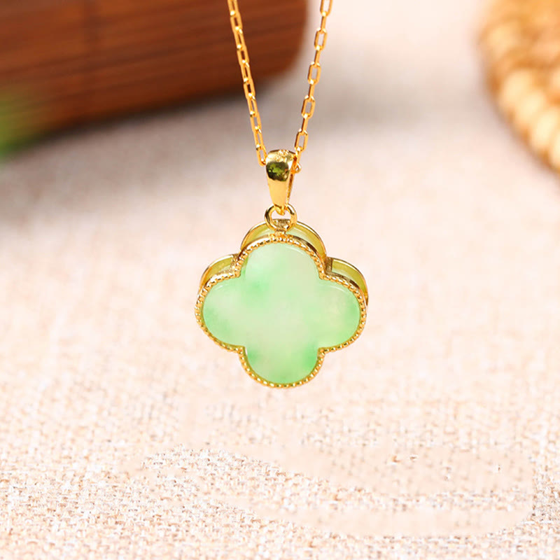 Jade Four Leaf Clover Luck Necklace Pendant