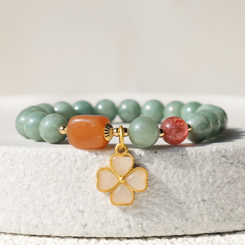 Jade Four Leaf Clover Prosperity Charm Bracelet
