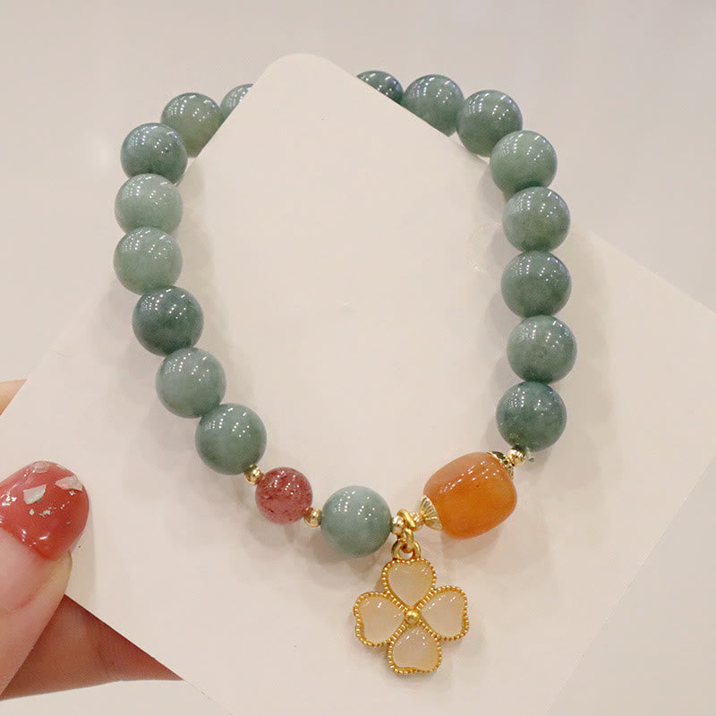 Jade Four Leaf Clover Prosperity Charm Bracelet