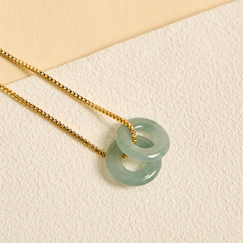 Jade Necklace Pendant with Double Peace Buckle for Prosperity