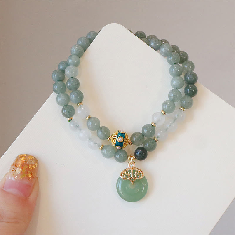Jade Peace Buckle Bracelet | Single & Double Layer Luck Beads