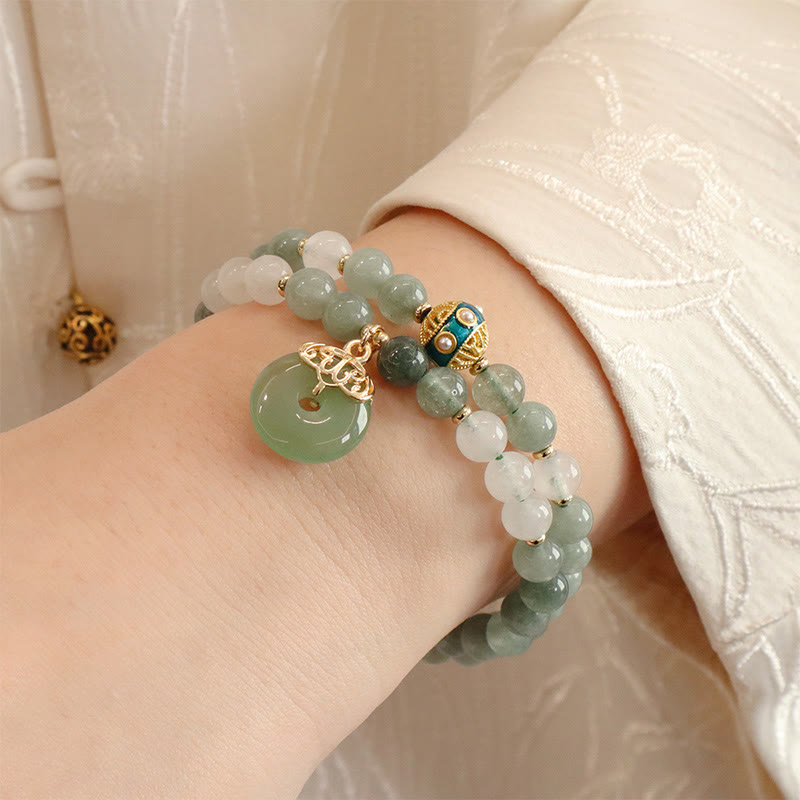 Jade Peace Buckle Bracelet | Single & Double Layer Luck Beads