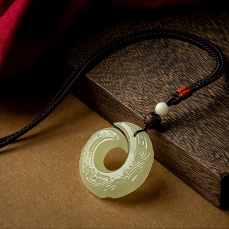 Jade Peace Buckle Necklace for Luck & Prosperity Pendant