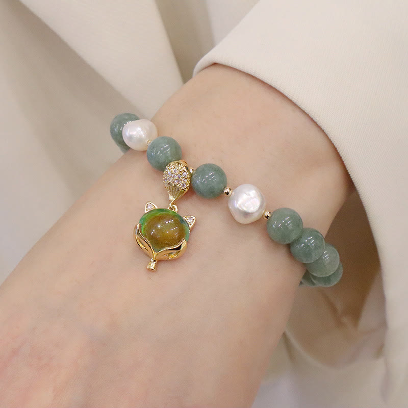 Jade Prosperity Charm Bracelet 14-16cm Color-Changing Fox