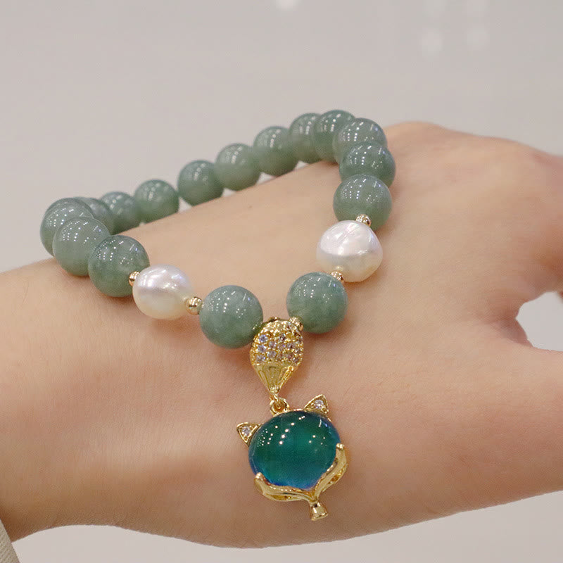 Jade Prosperity Charm Bracelet 14-16cm Color-Changing Fox