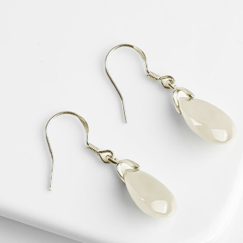 Jade Prosperity Drop Earrings | 925 Sterling Silver 32mm