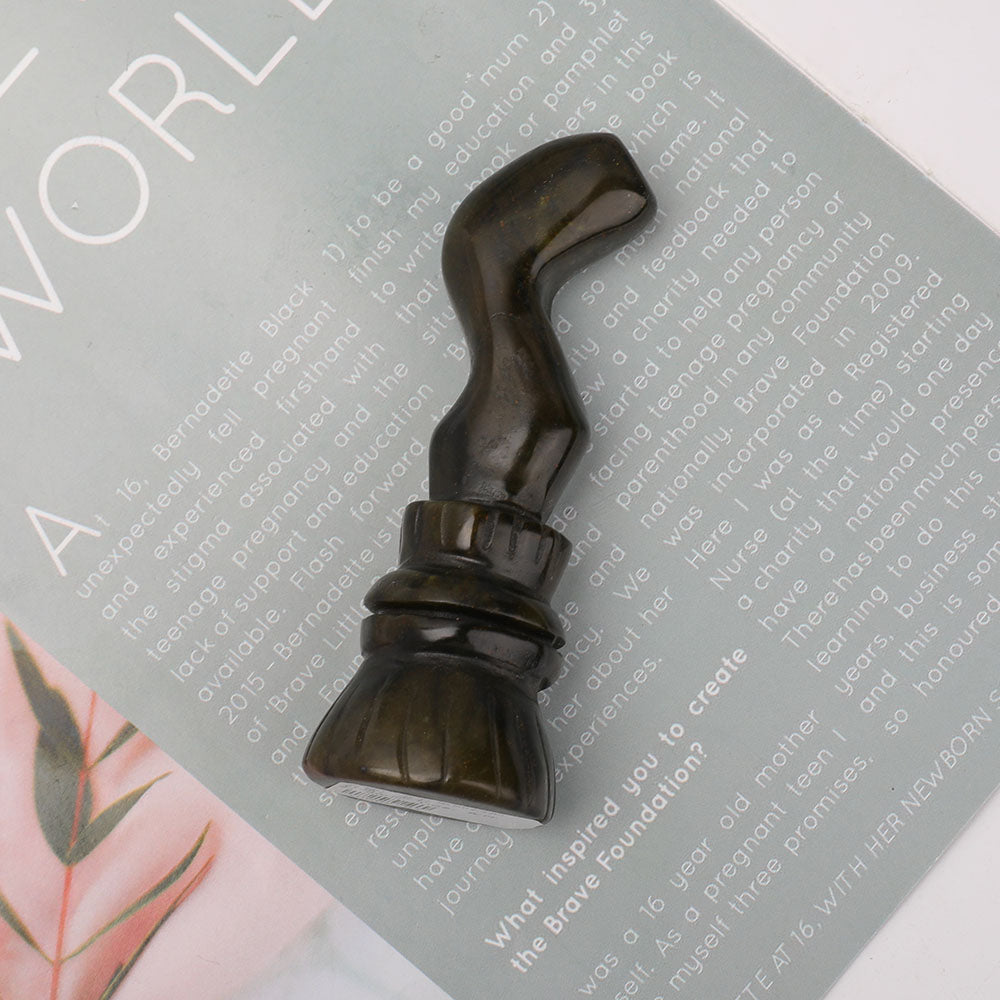 Jade Wizard Magic Broom Carving 3.7 inch Handcrafted Figurine