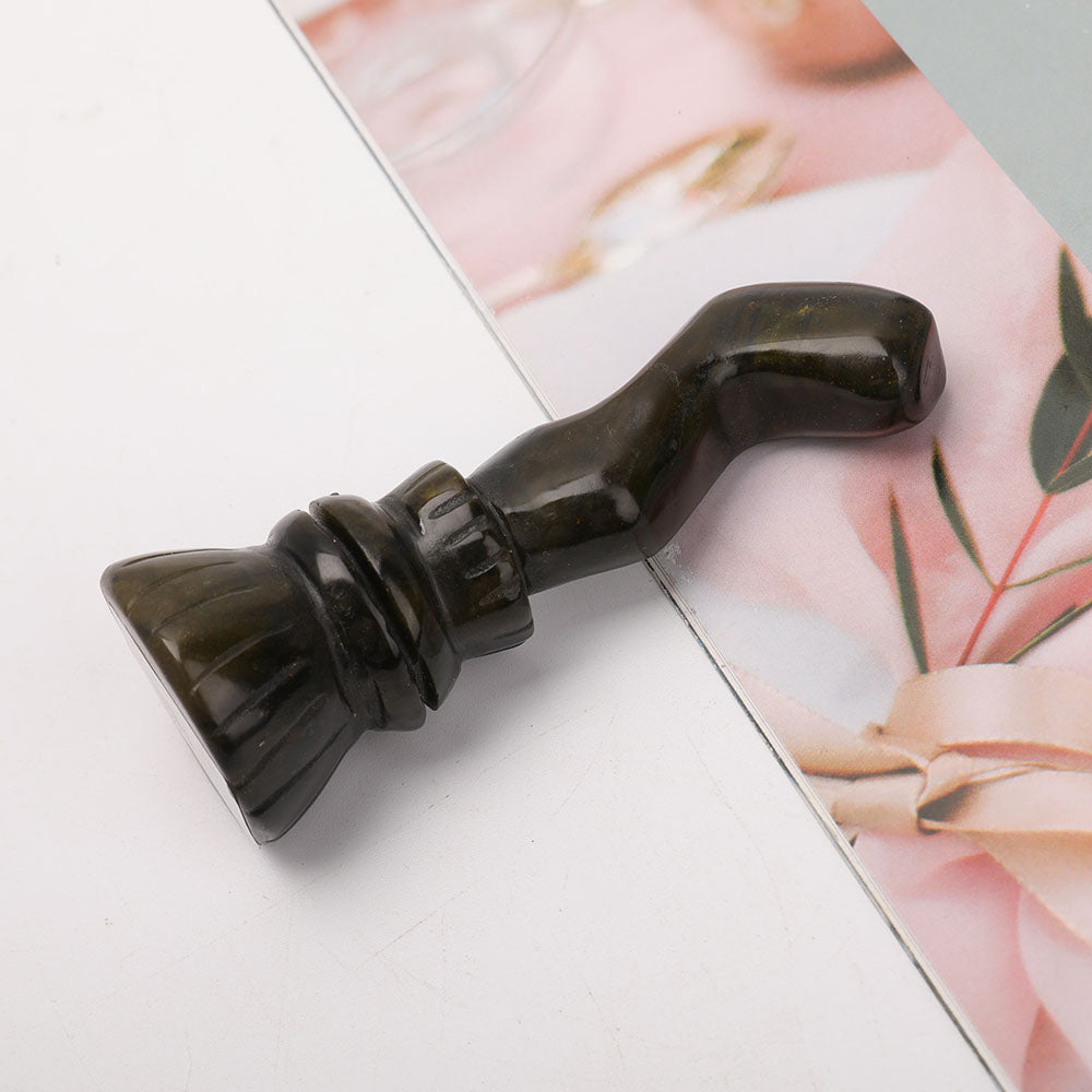 Jade Wizard Magic Broom Carving 3.7 inch Handcrafted Figurine