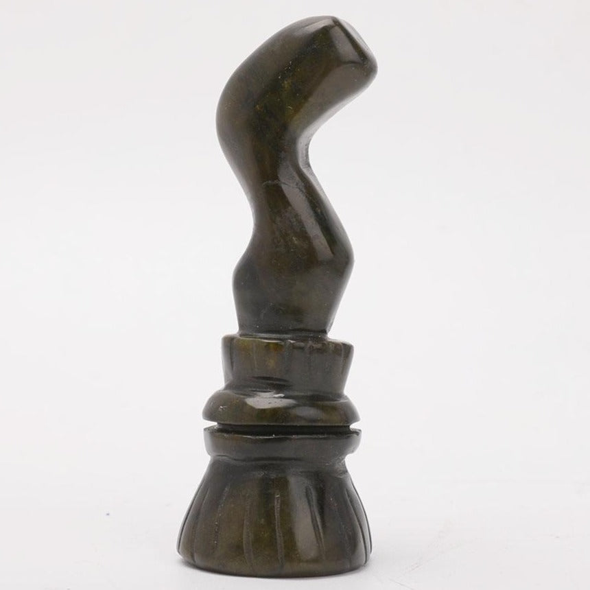 Jade Wizard Magic Broom Carving 3.7 inch Handcrafted Figurine