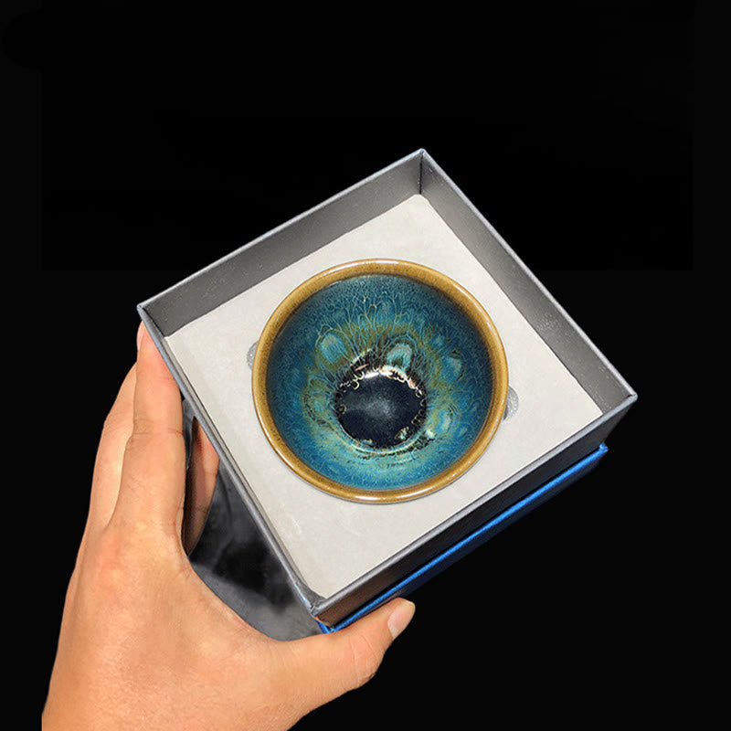 Jianzhan Ceramic Tea Cup 9.5cm Blue Glaze Handmade