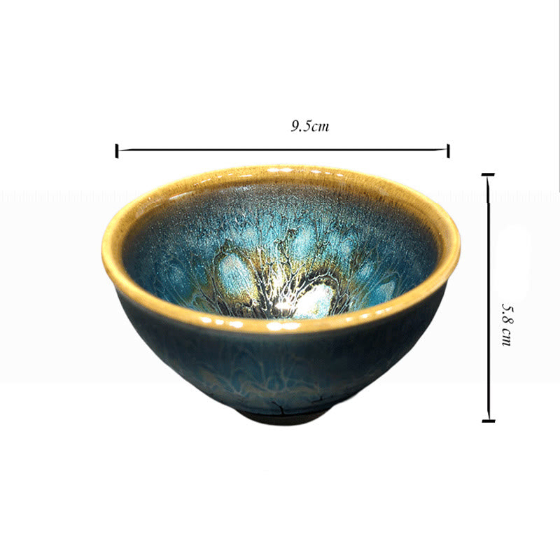 Jianzhan Ceramic Tea Cup 9.5cm Blue Glaze Handmade