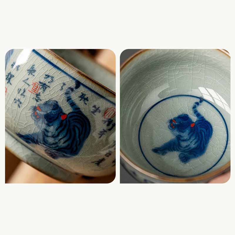 Jingdezhen Hand Painted Tiger Ceramic Teacup 140ml