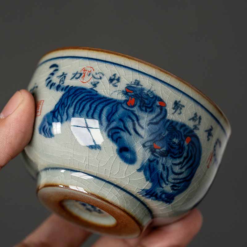 Jingdezhen Hand Painted Tiger Ceramic Teacup 140ml