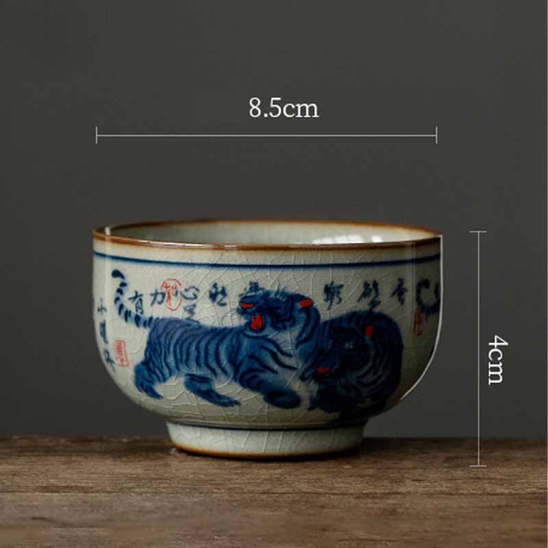 Jingdezhen Hand Painted Tiger Ceramic Teacup 140ml