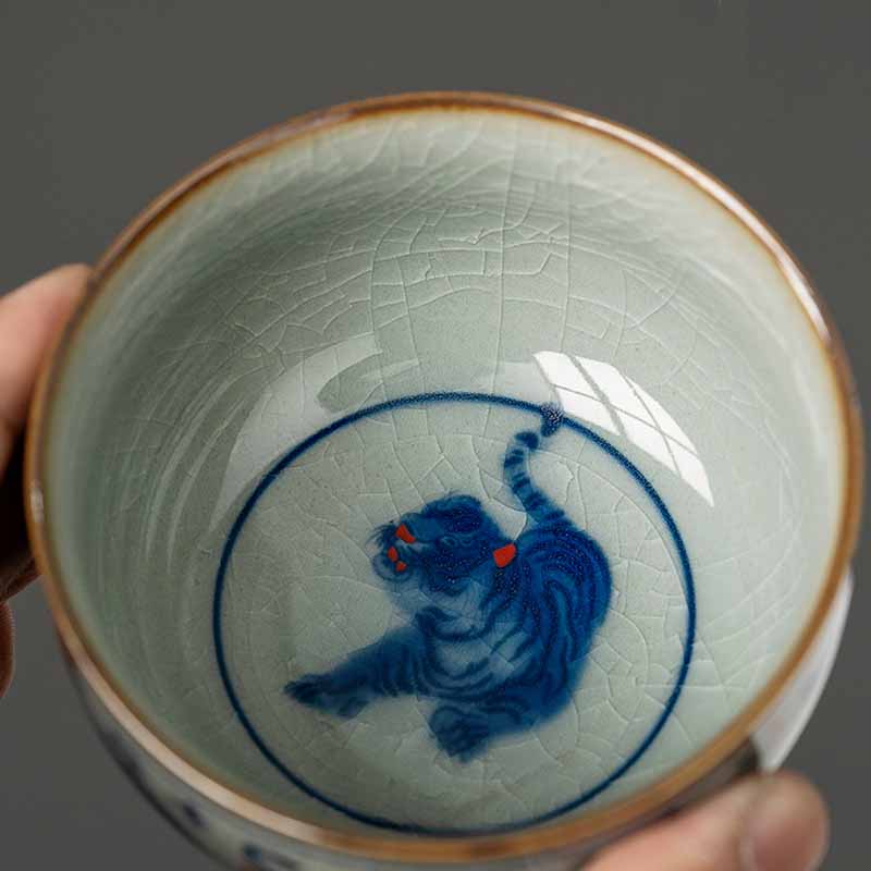 Jingdezhen Hand Painted Tiger Ceramic Teacup 140ml