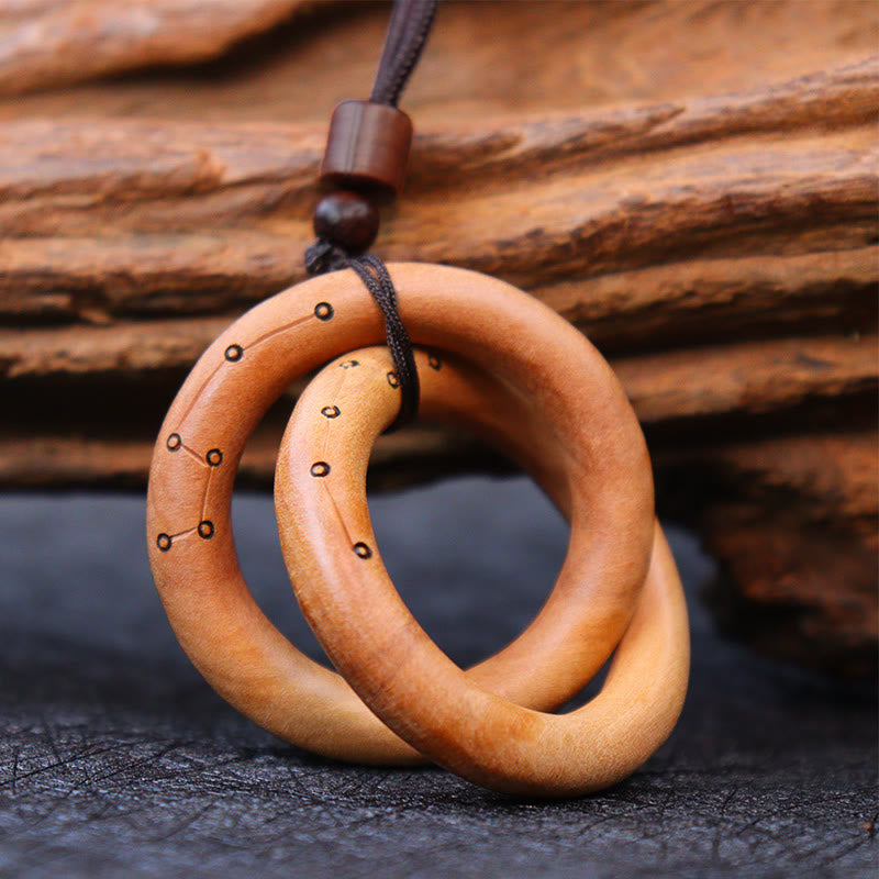 Jujube Wood Yin Yang Necklace with Qiankun Circle for Luck