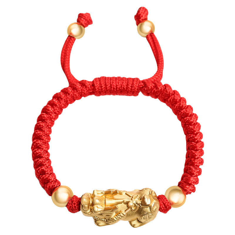 Kids Pixiu Bracelet in 999 Sterling Silver with King Kong Knot for Protection